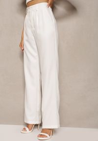 Renee - Białe Garniturowe Spodnie High Waist z Gumką w Talii Oziara. Okazja: na co dzień. Stan: podwyższony. Kolor: biały. Długość: długie. Styl: casual, elegancki #5