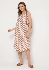 Born2be - Beżowa Sukienka o Pudełkowym Kroju Bez Rękawów w Kropki Fevasine. Okazja: na co dzień. Kolor: beżowy. Długość rękawa: bez rękawów. Wzór: kropki. Styl: klasyczny, casual, elegancki #4