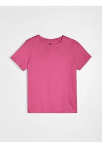 Sinsay - Bawełniana koszulka z krótkim rękawem - różowy. Kolor: różowy. Materiał: bawełna. Długość rękawa: krótki rękaw. Długość: krótkie #1