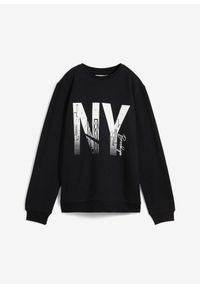bonprix - Bluza z miękkiego materiału z bawełną. Kolor: czarny. Materiał: bawełna, materiał. Wzór: nadruk #1