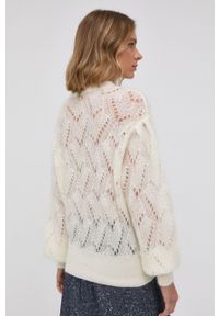 TwinSet - Twinset Sweter wełniany damski. Okazja: na co dzień. Kolor: beżowy. Materiał: wełna. Wzór: ze splotem. Styl: casual #5