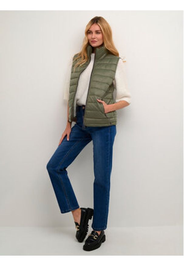 Kaffe Bezrękawnik Lira 10507668 Khaki Regular Fit. Kolor: brązowy. Materiał: syntetyk. Długość rękawa: bez rękawów