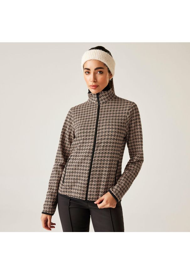 DARE 2B - Bluza damska rozsuwana Descend II Dare 2b. Kolor: beżowy. Materiał: dzianina, żakard. Sezon: zima. Sport: narciarstwo