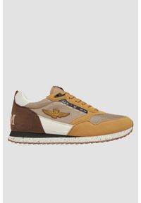 Aeronautica Militare - AERONAUTICA MILITARE Beżowo-brązowe sneakersy męskie ze skórą zamszową, Rozmiar 43. Okazja: na co dzień. Kolor: beżowy. Materiał: skóra, zamsz #2