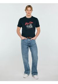 Big-Star - Koszulka męska z nadrukiem granatowa Sterir 403. Okazja: na co dzień. Kolor: niebieski. Materiał: jeans, bawełna. Wzór: nadruk. Sezon: lato. Styl: casual, klasyczny #4