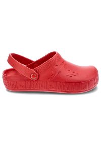Big-Star - Czerwone Klapki Big Star Wodoodporne Buty Damskie. Okazja: na spacer. Kolor: czerwony. Materiał: materiał. Wzór: aplikacja. Sezon: lato. Styl: sportowy, wakacyjny #3
