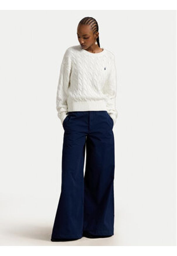 Polo Ralph Lauren Sweter 211A96245003 Biały Relaxed Fit. Typ kołnierza: polo. Kolor: biały. Materiał: bawełna