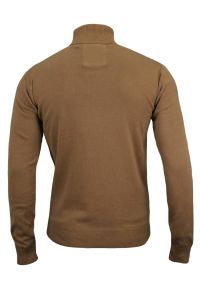 Golf, Beżowy, Sepia, Elegancki, 100% BAWEŁNA, Męski - Brave Soul. Typ kołnierza: golf. Kolor: beżowy, wielokolorowy, brązowy. Materiał: bawełna. Sezon: zima, jesień. Styl: elegancki #3