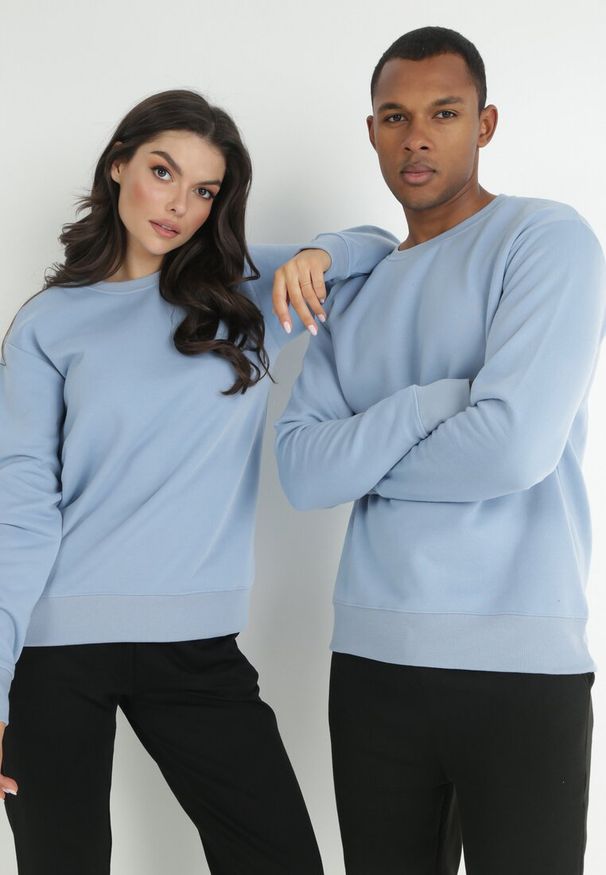 Born2be - Niebieska Bluza Hypnol. Typ kołnierza: bez kaptura. Kolor: niebieski. Materiał: polar, jeans, dzianina. Styl: klasyczny