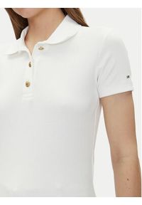 TOMMY HILFIGER - Tommy Hilfiger Polo Slim Gold Button Polo Ss WW0WW45436 Biały Regular Fit. Typ kołnierza: polo. Kolor: biały. Materiał: bawełna