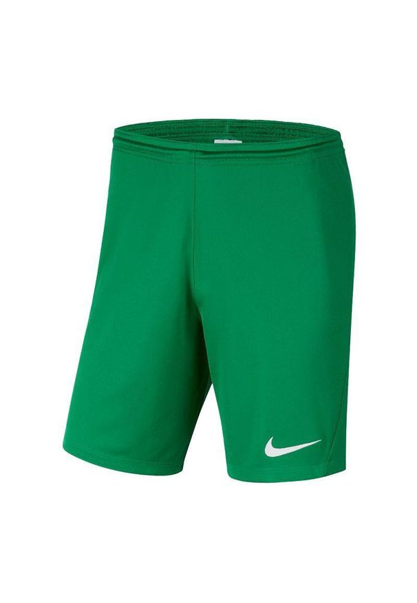 Nike - Spodenki Z Dzianiny Dla Dzieci Park III. Kolor: zielony. Materiał: dzianina. Styl: sportowy. Sport: turystyka piesza