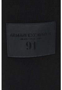 Armani Exchange spodnie dresowe bawełniane kolor czarny gładkie. Kolor: czarny. Materiał: bawełna, dresówka. Wzór: gładki #4