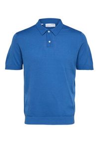 Selected Homme Polo 16088649 Niebieski Regular Fit. Typ kołnierza: polo. Kolor: niebieski