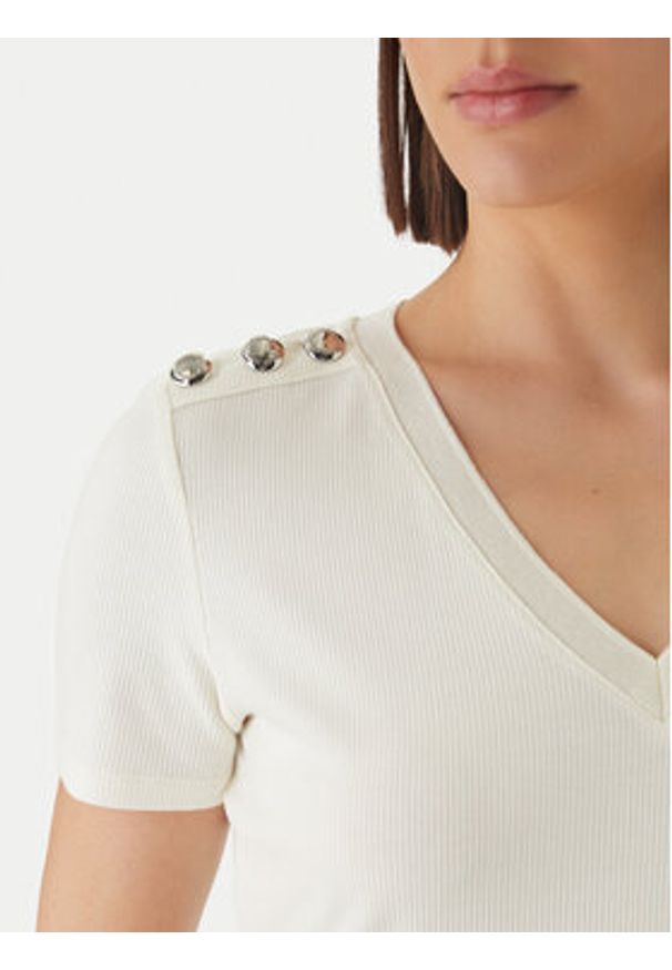 Morgan Bluzka 251-DOMANI Écru Slim Fit. Kolor: kremowy. Materiał: wiskoza