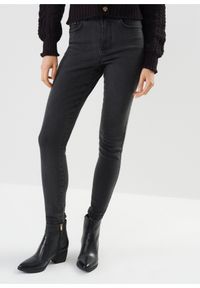 Ochnik - Czarne spodnie jeansowe damskie. Kolor: czarny. Materiał: bawełna. Sezon: lato, zima. Styl: klasyczny #1