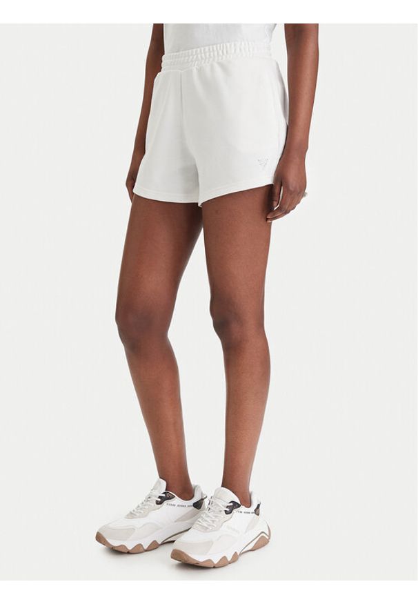 Guess Szorty sportowe V6GD14 K3090 Biały Regular Fit. Kolor: biały. Materiał: bawełna