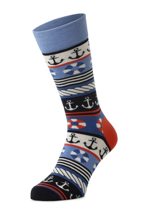Happy-Socks - Happy Socks Męskie skarpety z cienkiej dzianiny Mężczyźni niebieski|czerwony wzorzysty, 36-40. Kolor: niebieski, czerwony, wielokolorowy. Materiał: dzianina