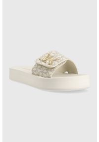 MICHAEL Michael Kors klapki MK damskie kolor beżowy na platformie 40T1MKFA1B. Kolor: beżowy. Obcas: na platformie #4