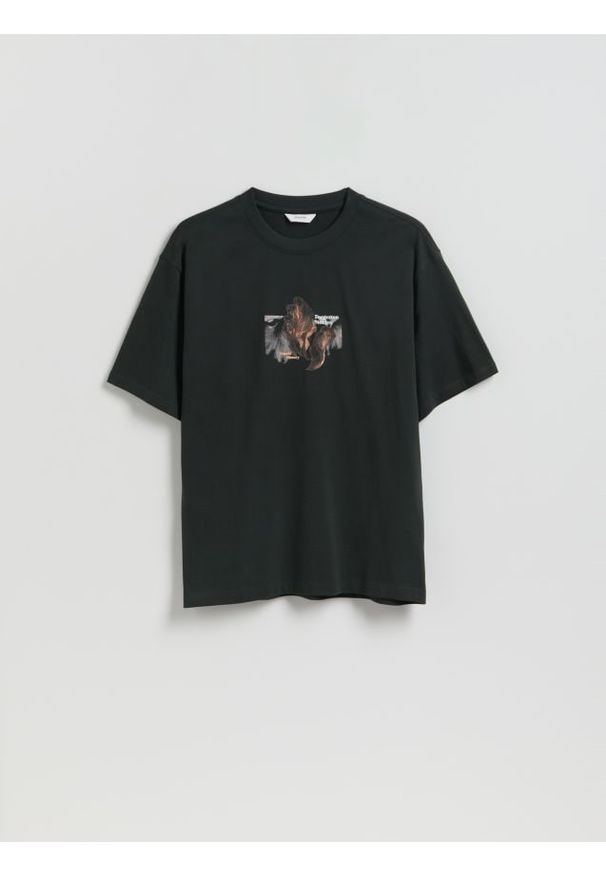 Reserved - T-shirt comfort z nadrukiem - jasny zielony. Kolor: zielony. Materiał: bawełna, dzianina. Wzór: nadruk