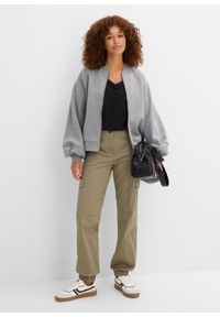 bonprix - Spodnie bojówki z bawełny ze stretchem. Kolor: zielony. Materiał: bawełna #2