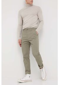!SOLID - Solid spodnie męskie kolor zielony proste. Kolor: zielony. Materiał: bawełna, tkanina. Wzór: gładki
