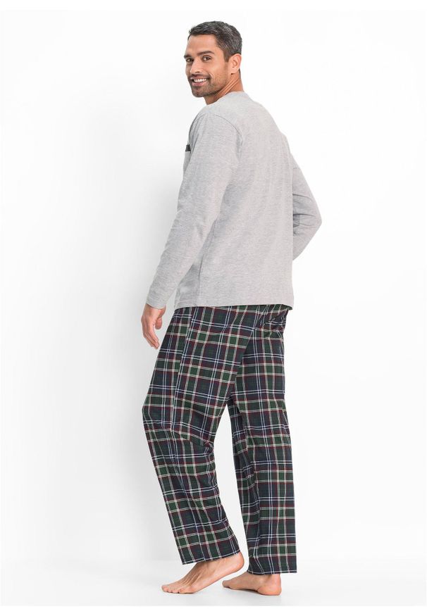 bonprix - Piżama z bawełny organicznej z długim rękawem. Kolor: biały. Materiał: bawełna. Długość: długie