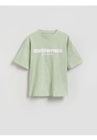 Reserved - Bawełniany t-shirt - jasnozielony. Kolor: zielony. Materiał: bawełna #1