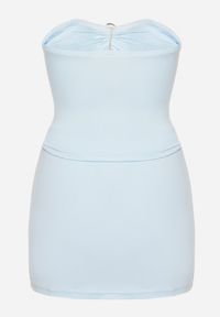 Born2be - Niebieski Komplet z Wiskozą Zdobiony Klamrami Top Bez Rękawów i Spódnica Mirasenia. Kolor: niebieski. Materiał: wiskoza. Wzór: aplikacja