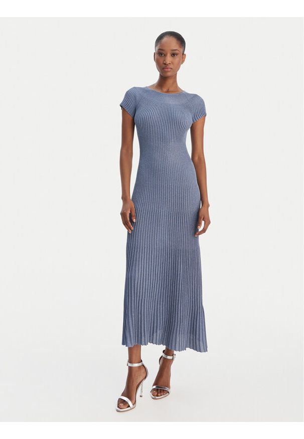Marella Sukienka dzianinowa Draghi 2613321041 Błękitny Regular Fit. Kolor: niebieski. Materiał: wiskoza