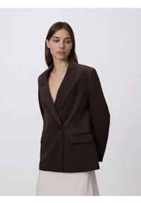 Reserved - Marynarka z domieszką wełny - ciemnobrązowy. Kolor: brązowy. Materiał: wełna #1