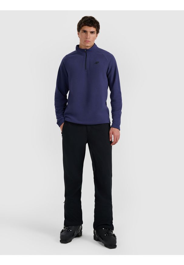 4f - 4F Bielizna termiczna polarowa (góra) męska - granatowa 3XL. Typ kołnierza: kołnierzyk stójkowy. Kolor: niebieski. Materiał: polar. Długość rękawa: raglanowy rękaw. Sport: narciarstwo