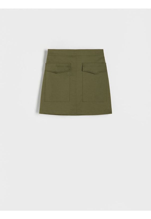 Reserved - Spódnica cargo - zielony. Kolor: zielony. Materiał: bawełna, włókno, tkanina