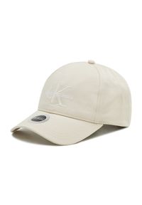 Calvin Klein Jeans Czapka z daszkiem Monogram Cap Embro K50K505618 Beżowy. Kolor: beżowy. Materiał: materiał