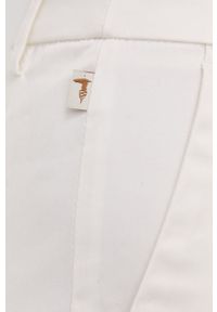 Trussardi Jeans - Trussardi Spodnie damskie kolor biały proste high waist. Okazja: na co dzień. Stan: podwyższony. Kolor: biały. Materiał: tkanina. Styl: casual #4