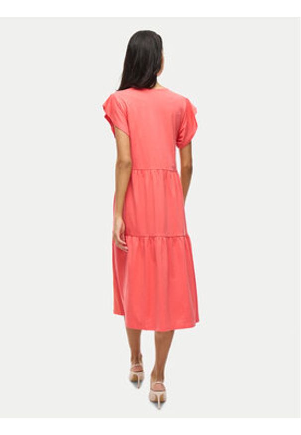 Vila Sukienka codzienna Summer 14087542 Koralowy Loose Fit. Okazja: na co dzień. Kolor: pomarańczowy. Materiał: bawełna. Typ sukienki: proste. Styl: casual