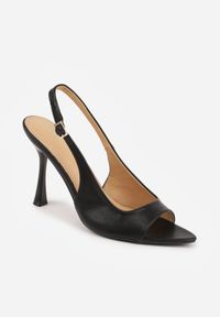 Born2be - Czarne Sandały VICES na Szpilce z Odkrytym Noskiem i Piętą Olopis. Okazja: na co dzień, na ślub cywilny, na wesele. Zapięcie: pasek. Kolor: czarny. Materiał: jeans. Obcas: na szpilce. Styl: casual, elegancki, klasyczny, wizytowy #4