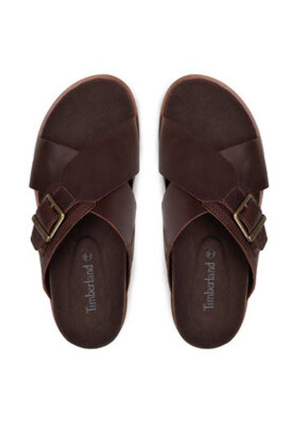 Timberland Klapki Amalfi Vibes Slide TB0A41A1V131 Brązowy. Kolor: brązowy. Materiał: skóra
