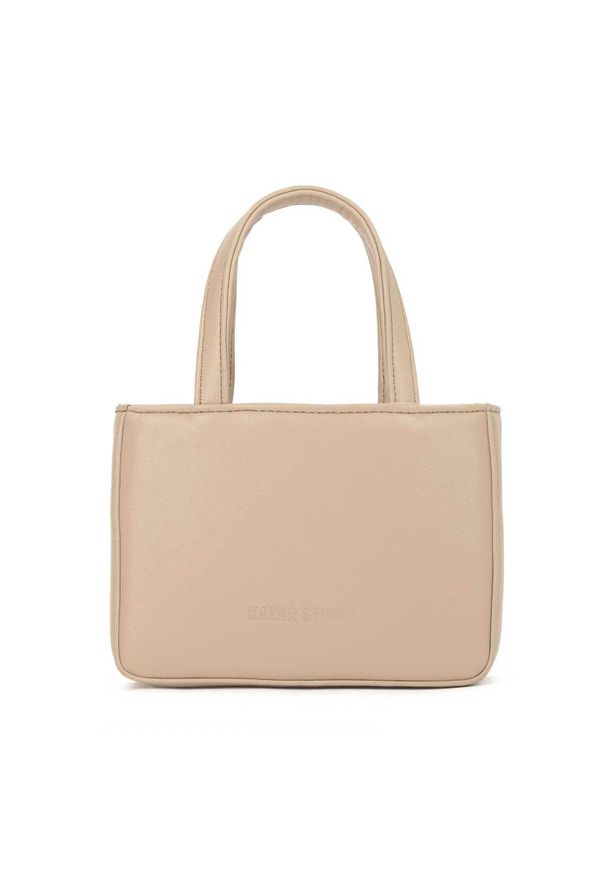 Kazar - Beżowa torebka damska. Kolor: beżowy. Materiał: skórzane. Styl: elegancki, klasyczny, biznesowy