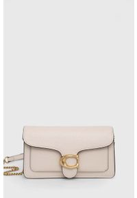 Coach torebka skórzana Tabby Chain Clutch kolor beżowy. Kolor: beżowy. Materiał: skórzane. Rodzaj torebki: na ramię