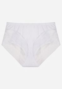 Born2be - Białe Majtki Figi z Wysokim Stanem Zdobione Koronką i Siateczką Helieth. Stan: podwyższony. Kolor: biały. Materiał: koronka. Wzór: koronka, aplikacja #3