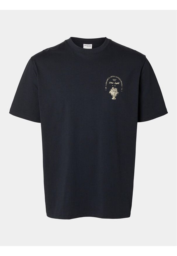 Selected Homme T-Shirt Slhrelaxaries 16094014 Granatowy Relaxed Fit. Kolor: niebieski. Materiał: bawełna