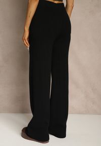 Renee - Czarne Spodnie Wide Leg High Waist z Dodatkiem Kaszmiru Nevalla. Okazja: na co dzień. Stan: podwyższony. Kolor: czarny. Materiał: kaszmir. Styl: casual, elegancki #5
