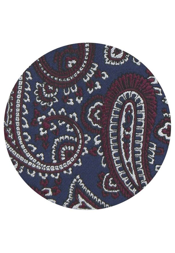 Krawat Męski - Angelo di Monti - Duże Paisley, Niebieski i Bordo. Kolor: niebieski, czerwony, wielokolorowy. Materiał: tkanina. Wzór: paisley. Styl: elegancki, wizytowy