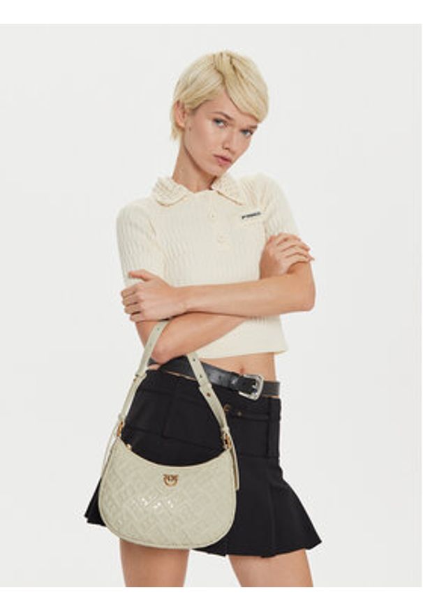 Pinko - PINKO Torebka Half Moon Mini Fl AI 24-25 PLTT 102790 A1YB Écru. Materiał: skórzane