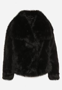 Born2be - Czarna Pudełkowa Kurtka Futerko o Jednorzędowym Kroju Tildora. Okazja: na co dzień. Kolor: czarny. Materiał: futro. Styl: elegancki, casual #5