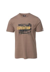 Hi-tec - T-shirt Męski Z Krótkim Rękawem Reman. Kolor: beżowy. Długość rękawa: krótki rękaw. Długość: krótkie