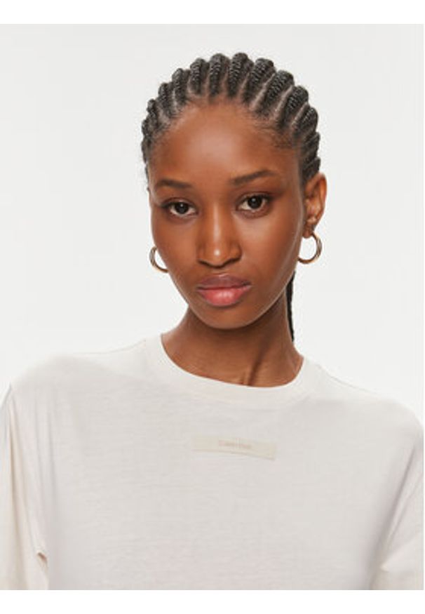 Calvin Klein T-Shirt Micro Logo K20K206629 Écru Regular Fit. Materiał: bawełna