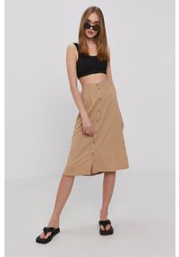 Vero Moda - Spódnica. Kolor: beżowy. Materiał: tkanina #4