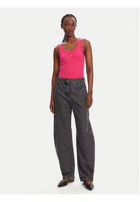 Hugo - HUGO Top Datamia 50514489 Różowy Slim Fit. Kolor: różowy. Materiał: bawełna #4
