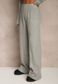 Renee - Szary Komplet Oversize z Dzianiny z Wełną Sweter i Szerokie Spodnie Alenria. Kolor: szary. Materiał: dzianina, wełna #4